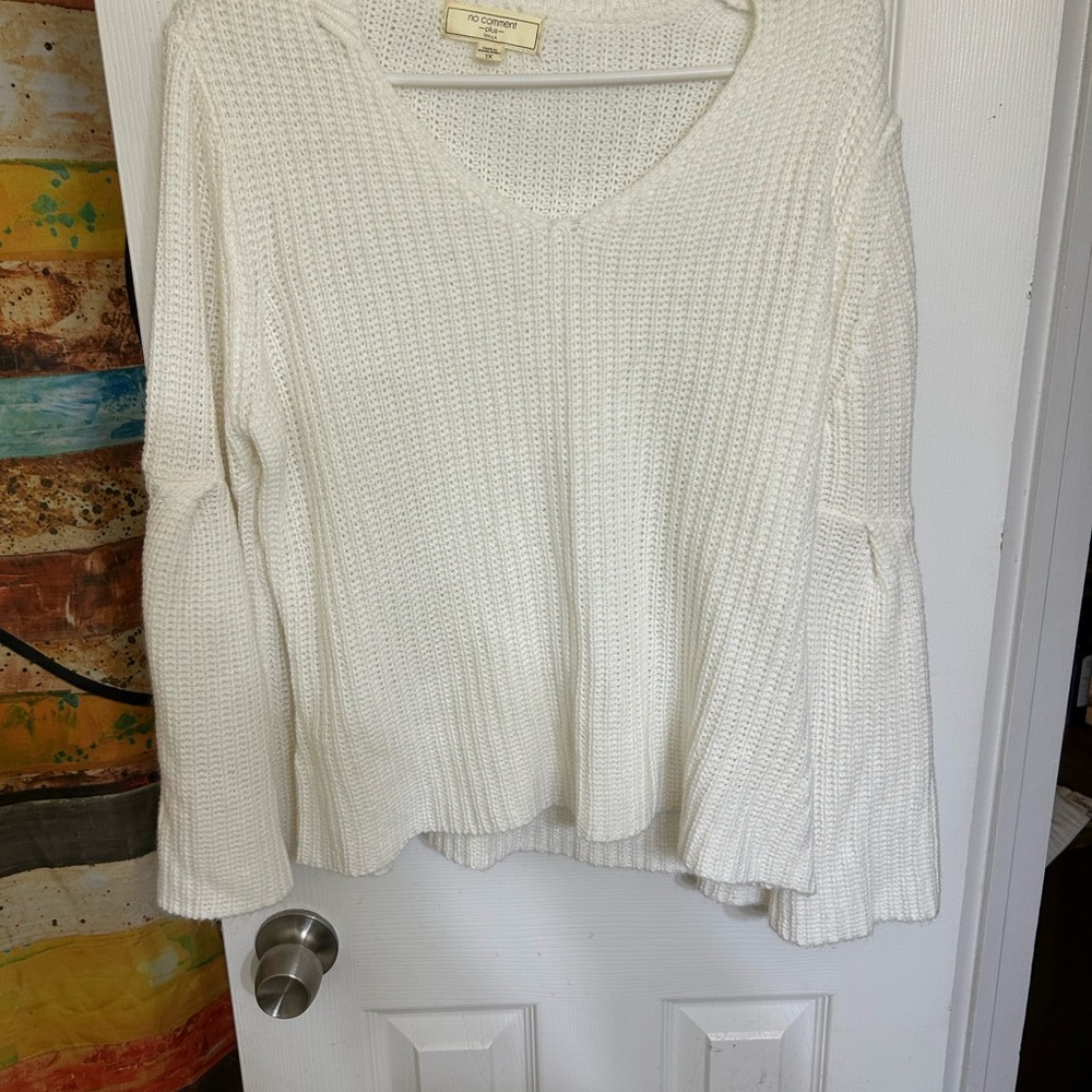 Croft & Barrow Cream Ribbed Long Sleeve Blouse